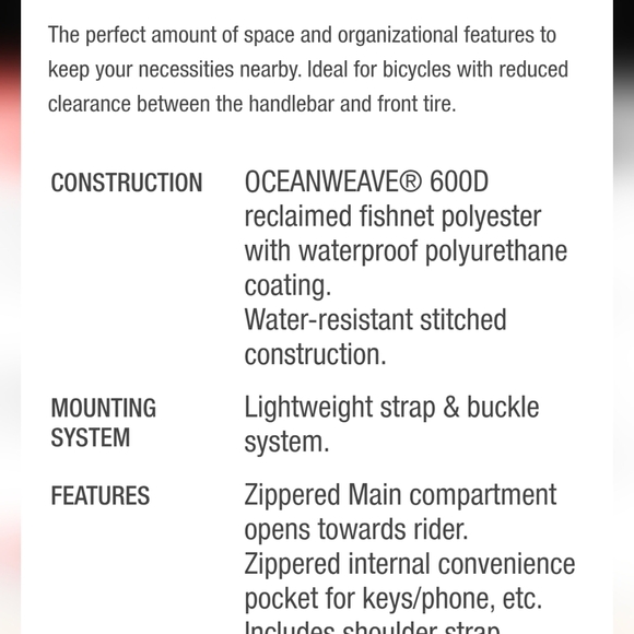 Axiom  Cycling Gear Seymour Oceanweave P4 Bicycle Handlebar Bag NWT - Picture 3 of 10